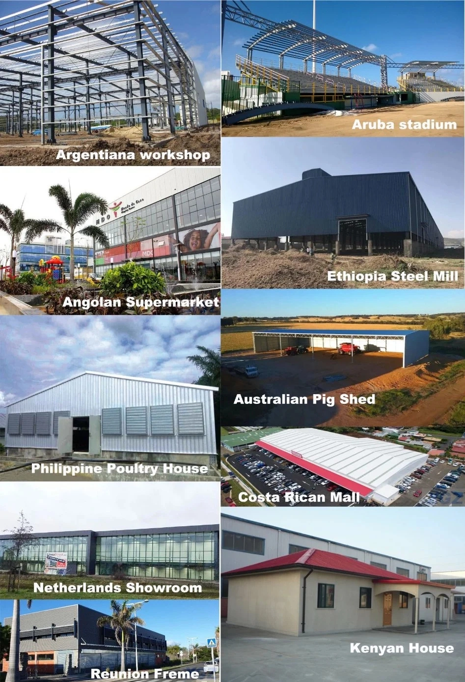 Purlin Prefab อาคารคลังสินค้า โครงสร้างเหล็ก การรักษาพื้นผิวสี 5