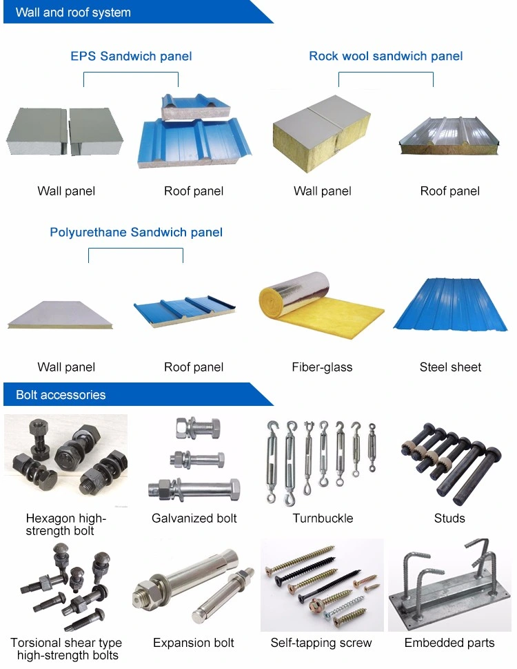 การทาสีอาคารโครงสร้างเหล็ก OEM โครงสร้างเหล็ก Prefabricated Warehouse 2